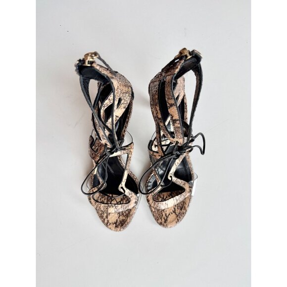 NICHOLAS KIRKWOOD Serafin Snake Leather Lace Up Strappy Cage Sandals, Size 36.5 - Picture 2 of 14
